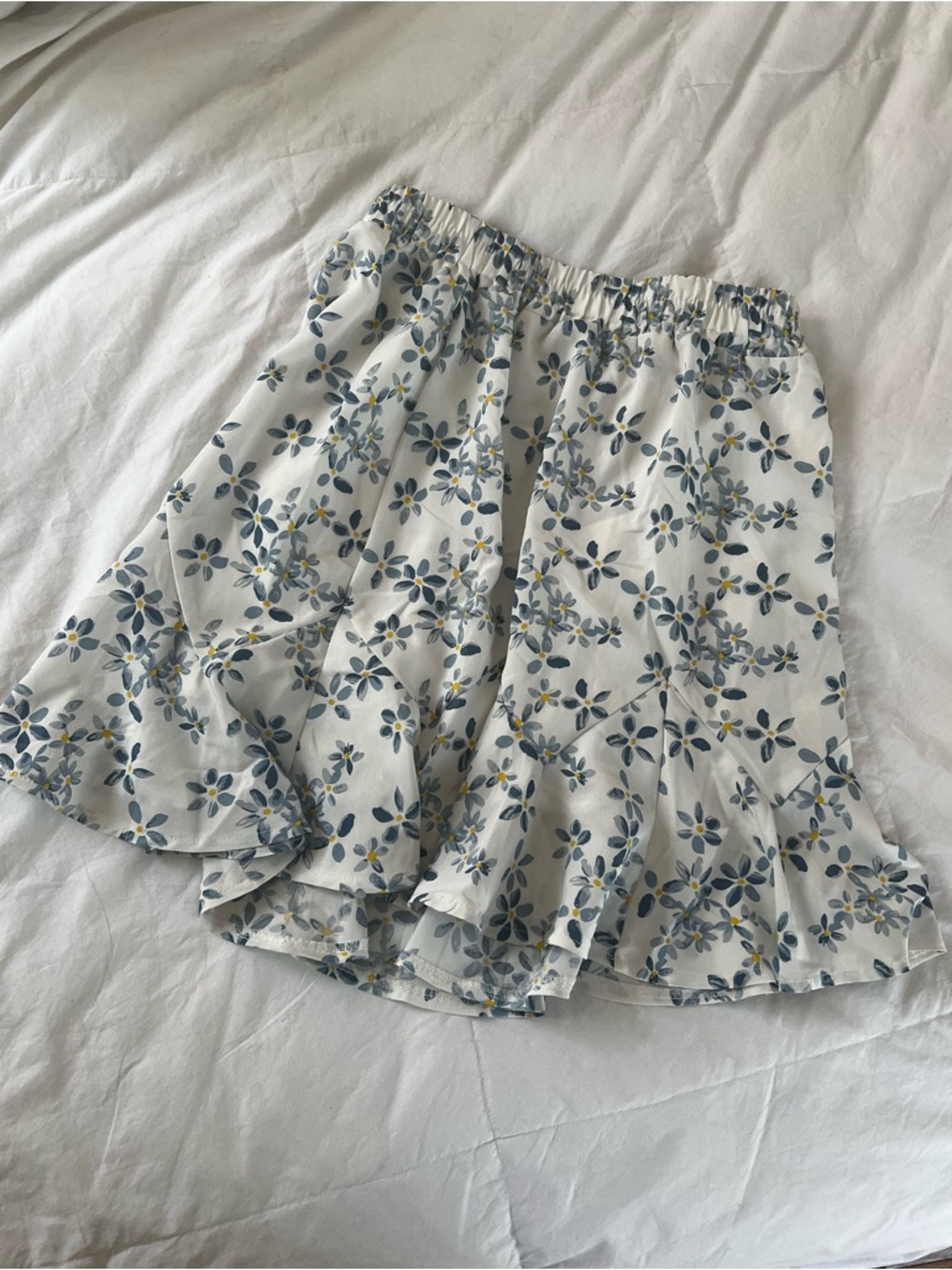 S. Christina Blue & Yellow Floral Ruffle Mini Skirt